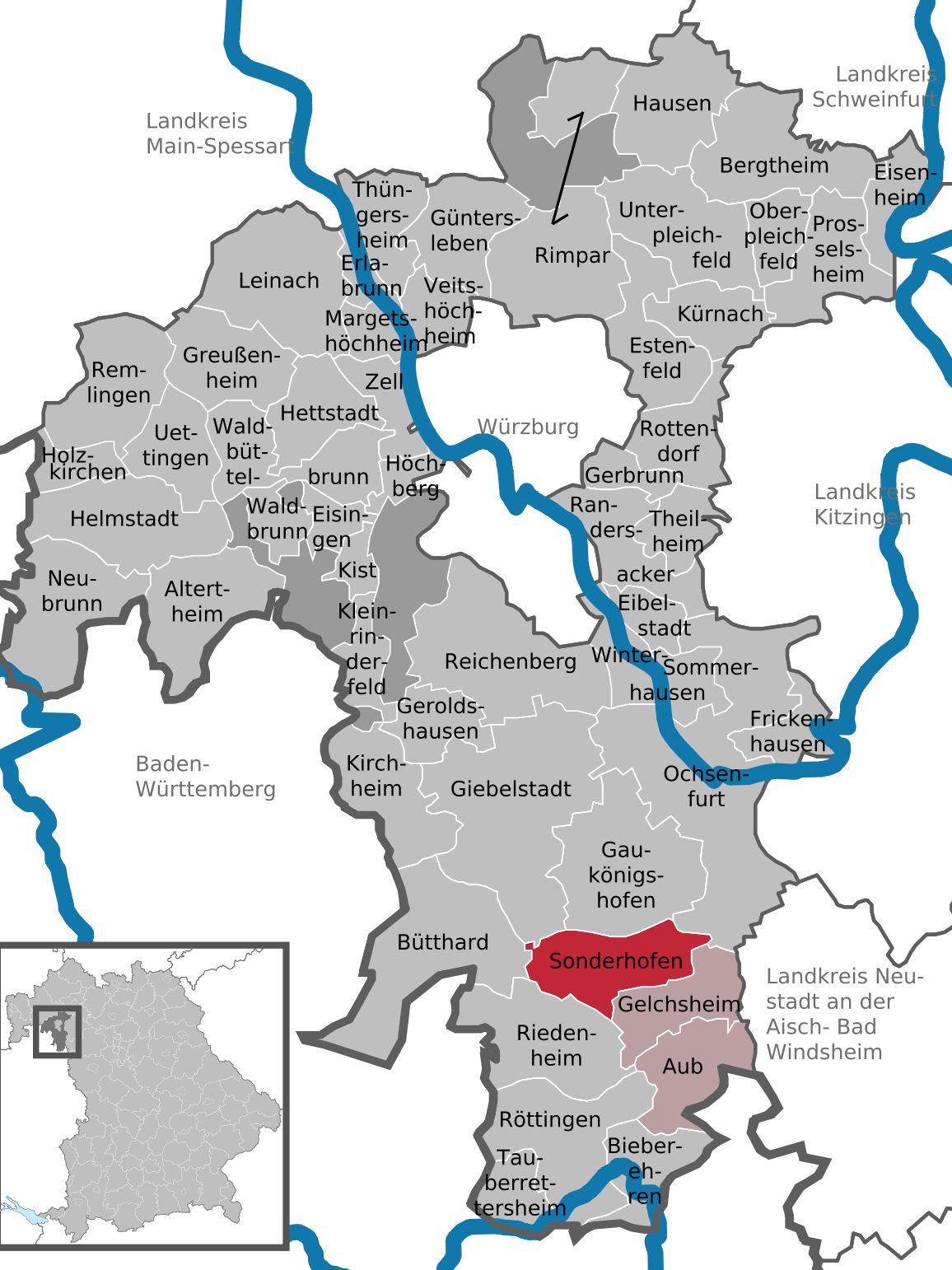 Lage Gemeinde Sonderhofen